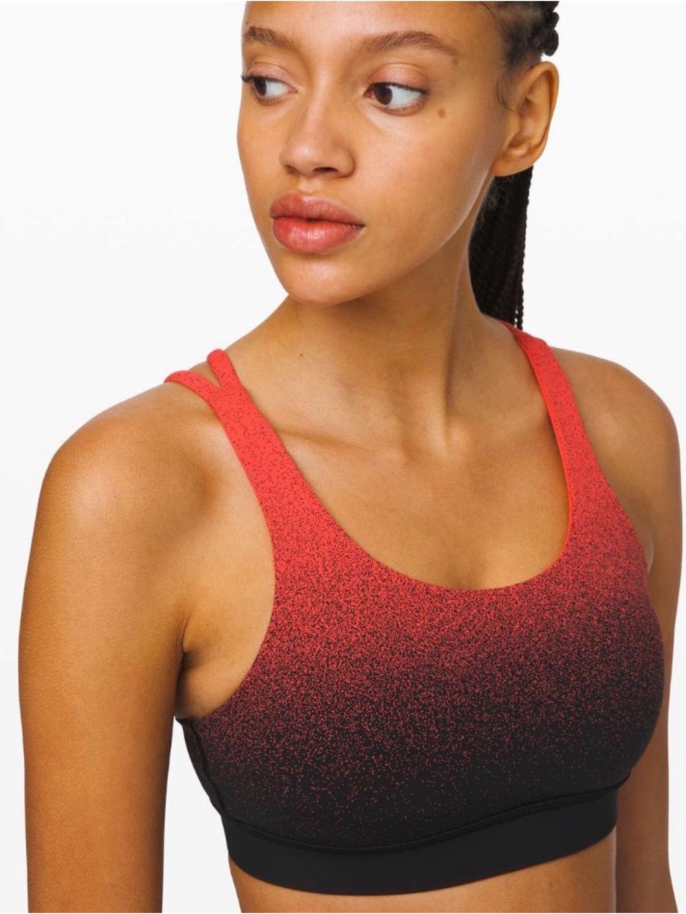 Lululemon Energy Bra Ombre Speckle Stop Jacquard Black Thermal Red Size 4
